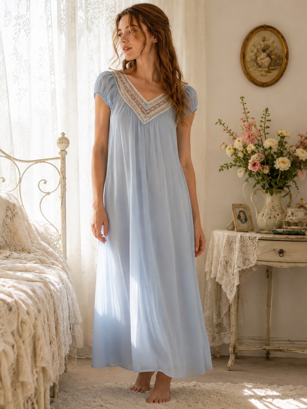 VINTAGE 60's Victorian Revival Style Nightgown